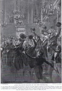 After the second reading of the First Reform Bill, illustration from 